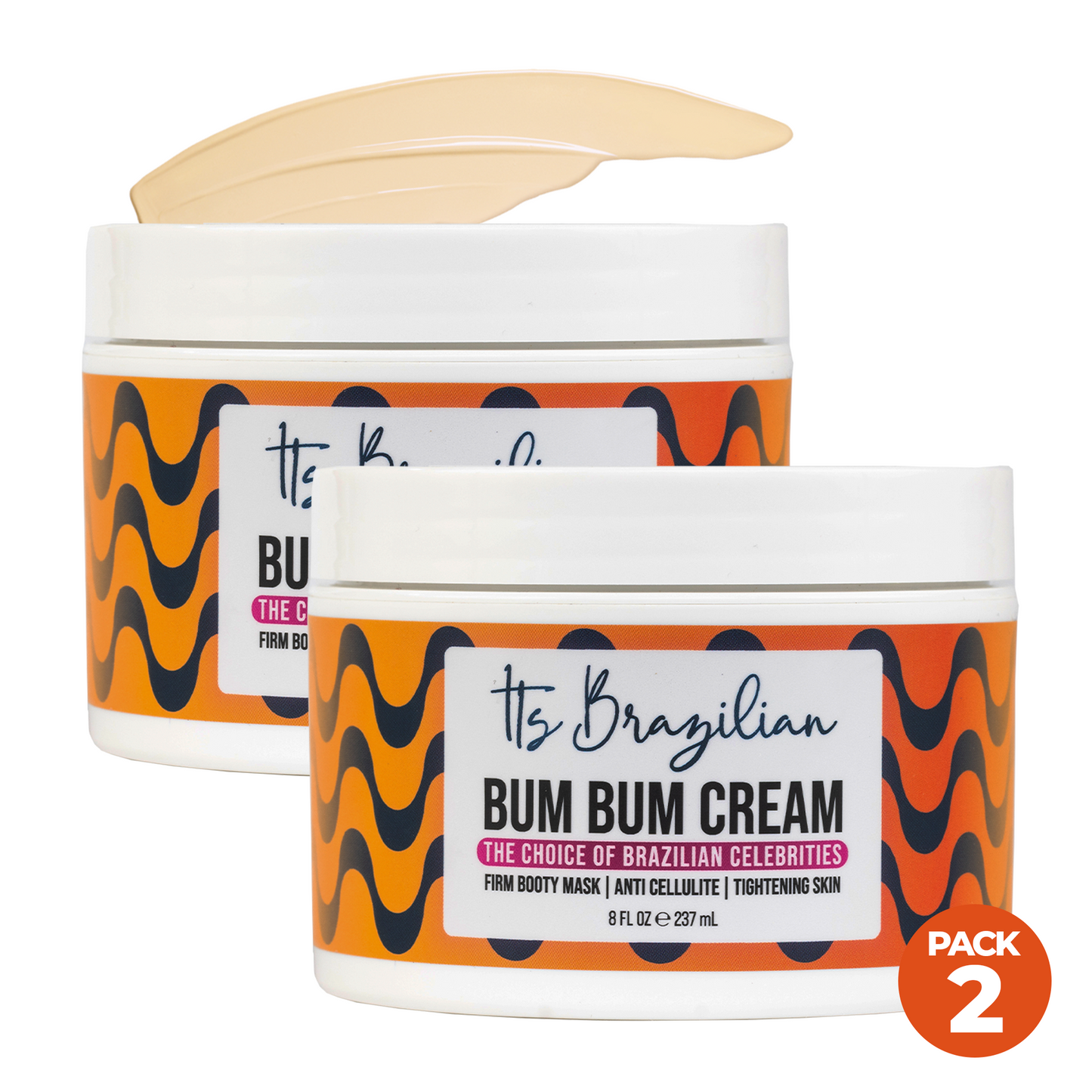 Kit with 2 Bum Bum Cream - Anti-Cellulite Firming and Moisturizing Balm - 8 Fl Oz (each)