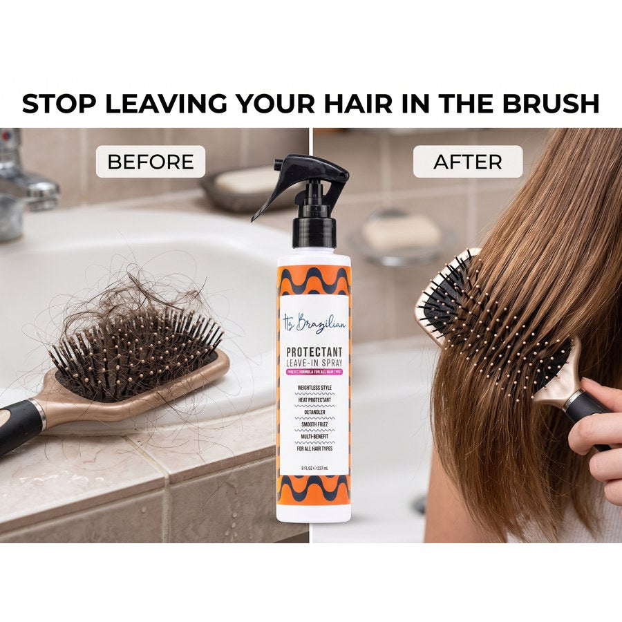 Before and after frizz-free hair