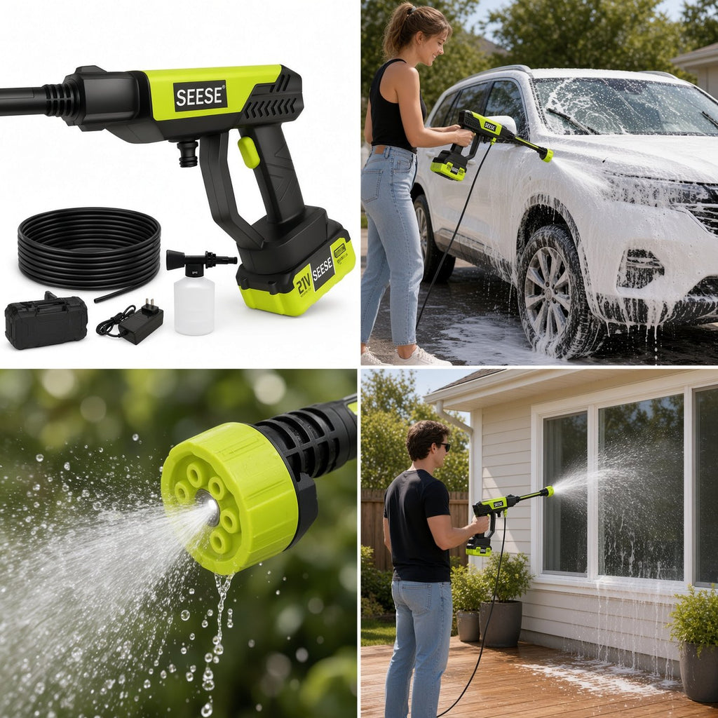 SEESE 21V Cordless Pressure Washer — Runs From a Bucket